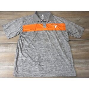 Texas‎ Longhorns Polo Shirt Mens XLT Heather Gray Burnt Orange Hook Em Football